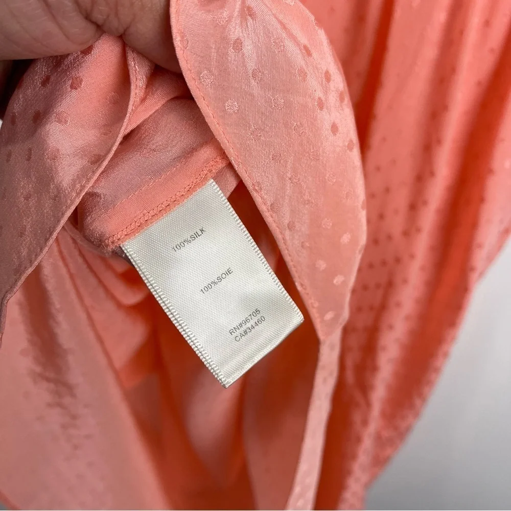 Rebecca Taylor Coral Polka Dot Ruffle Mini Slip Dress 100% Silk Women's Size 12 - Picture 4 of 6